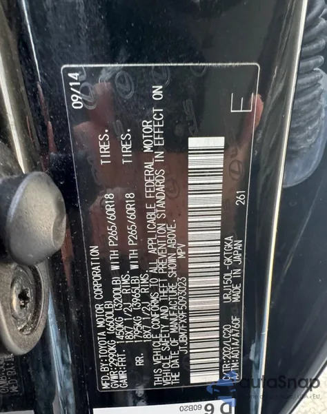 2015 Lexus Gx 460 из США, поврежденный, VIN JTJBM7FX9F5093023